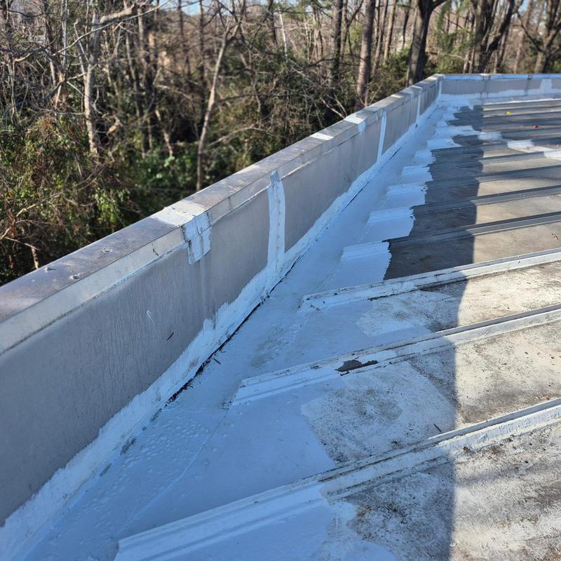 Metal Roof Leak Repair at Wall Tie-In Fluid Applied System in South Charlotte project photo 3
