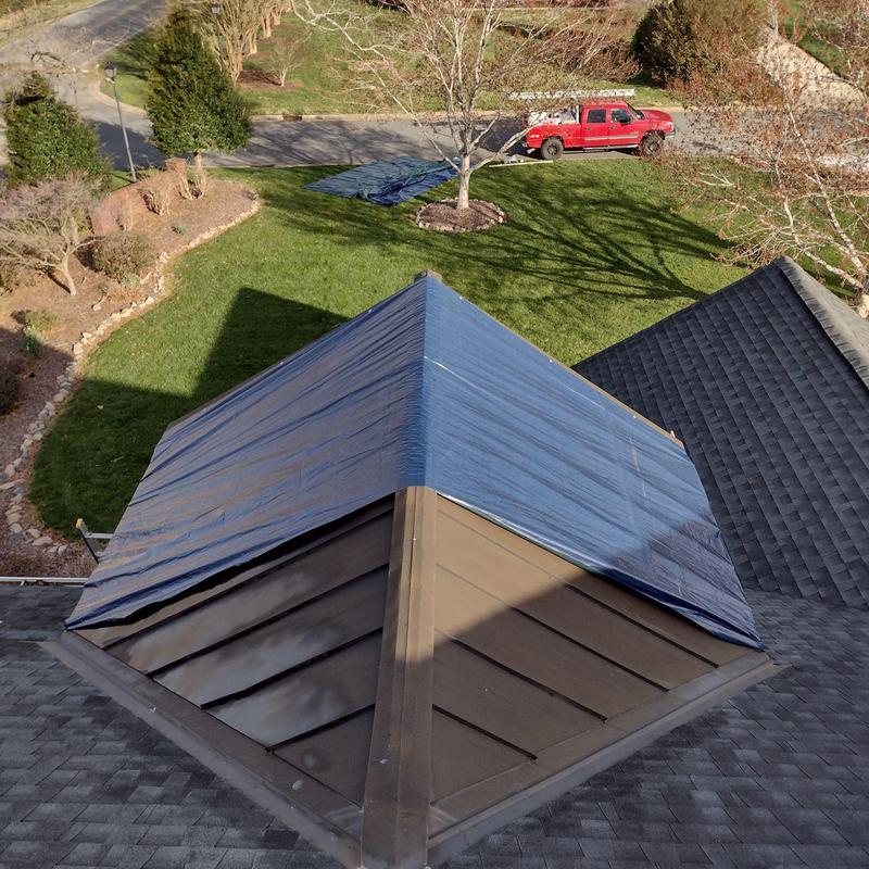 Project photo: Monroe, NC Emergency Tarp Installation. High winds blew off
