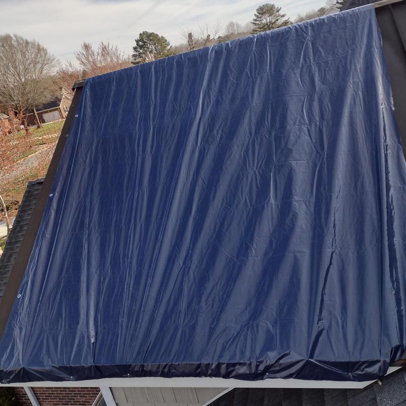 Monroe, NC Emergency Tarp Installation. High winds blew off project photo 5