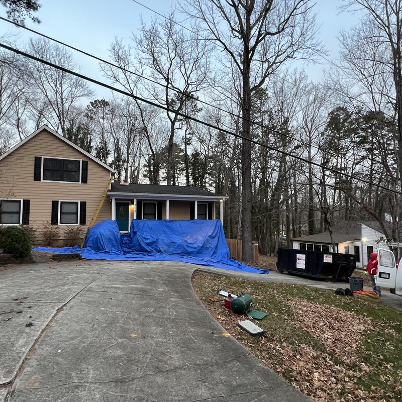 Charlotte, NC Roof Replacement - a tree hit this house and project photo 5