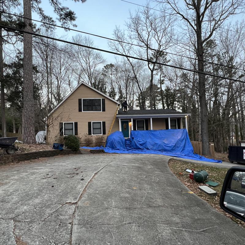 Charlotte, NC Roof Replacement - a tree hit this house and project photo 3