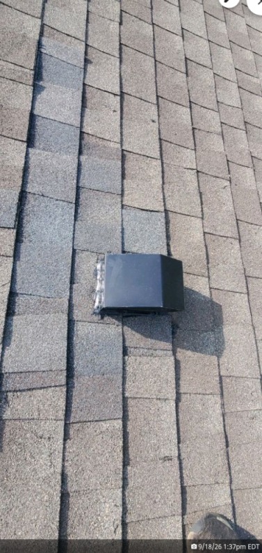 Project photo: Residential Box Vent and Shingle Repair – Charlotte, NC