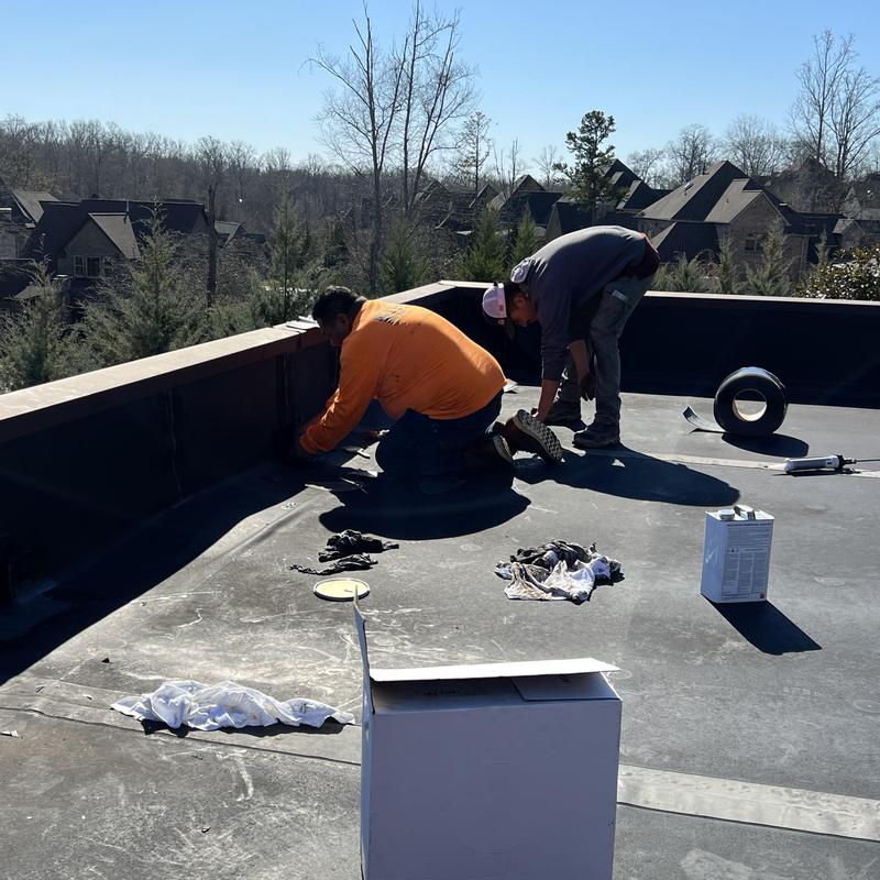 Waxhaw, NC EPDM Flat / Commercial Roof Repair - the scupper project photo 2