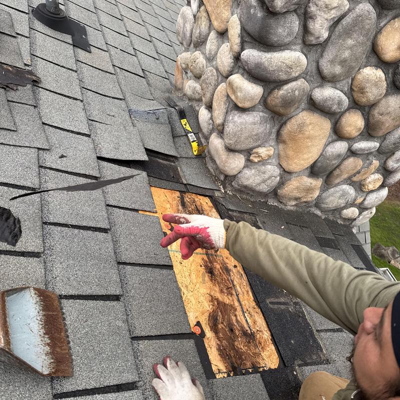 Custom Stone Chimney Roof Repair & Decking Replacement | South Charlotte Luxury Home project photo 4