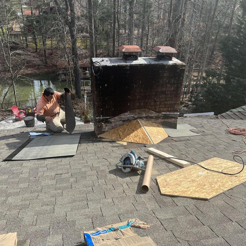 Denver, NC Roof Repair - this old chimney flashing has been project photo 2
